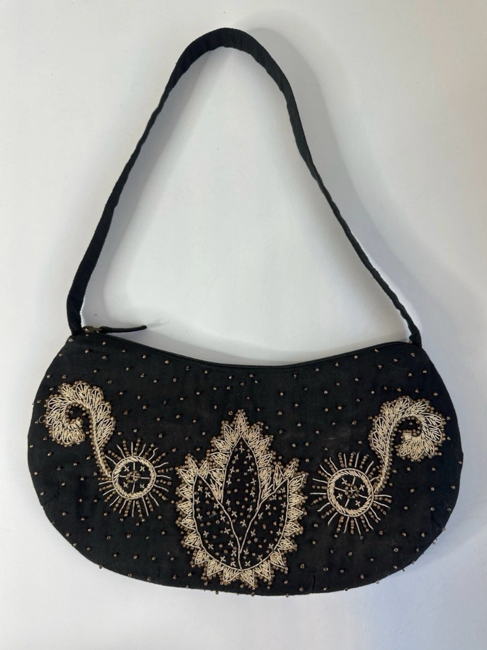COLDWATER Creek Black Embroidered Beaded Shoulder Bag